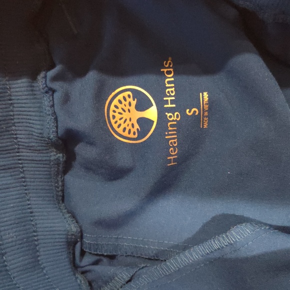 Healing Hands Blue Scrub Set M Top S Bottoms - Picture 7 of 8